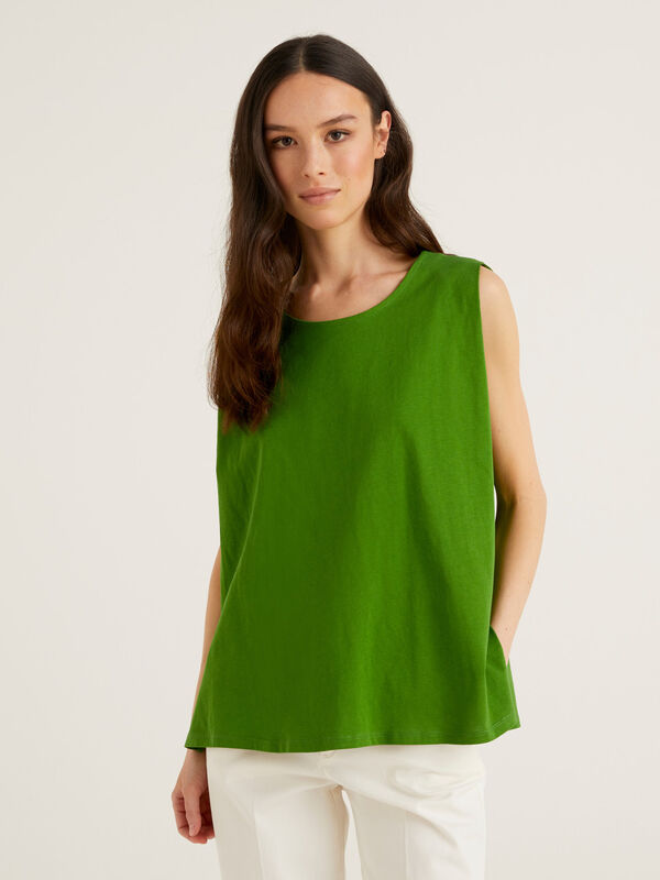 Sleeveless t-shirt in organic cotton Women