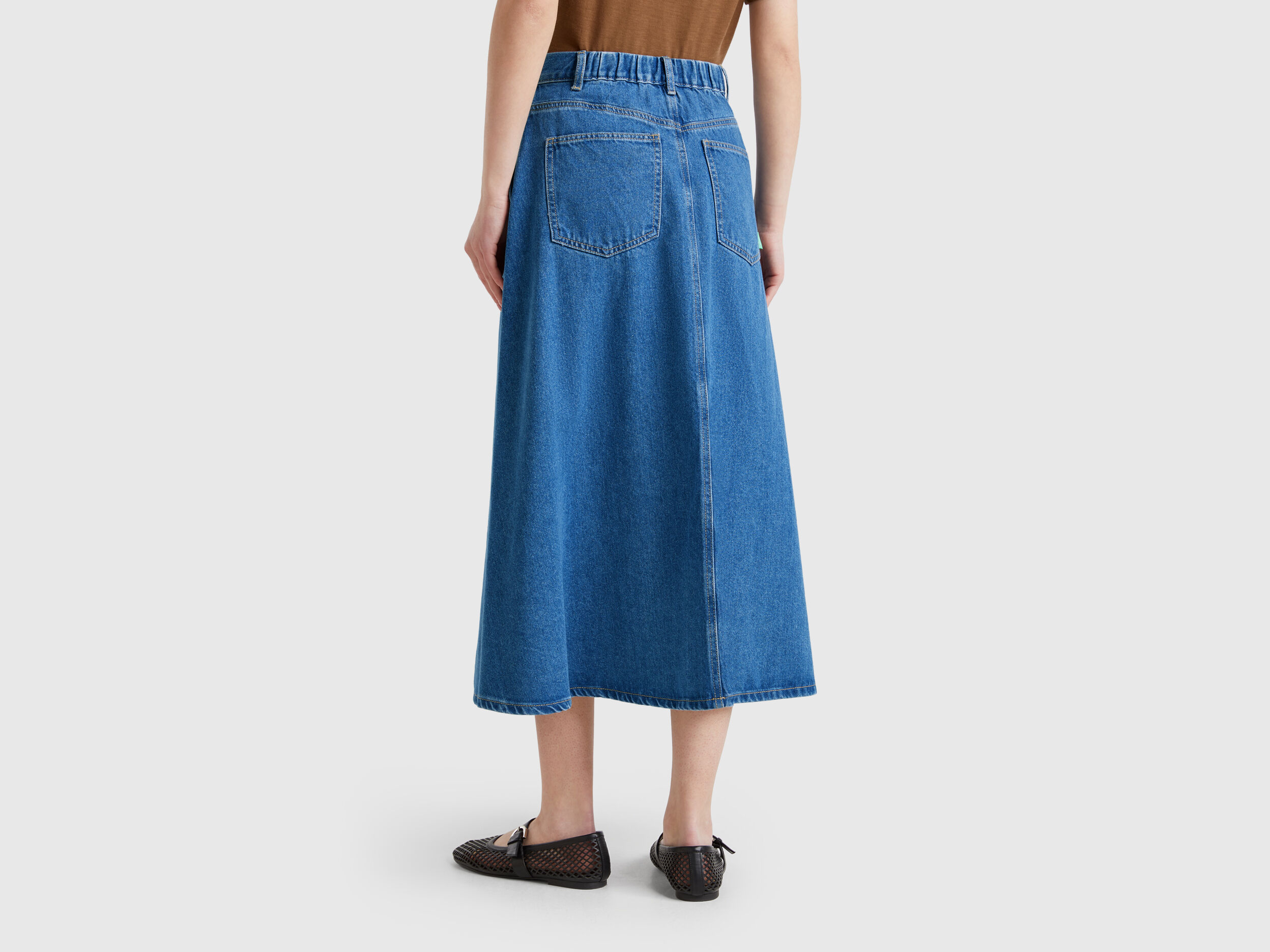 Flared jean skirt - Blue | Benetton