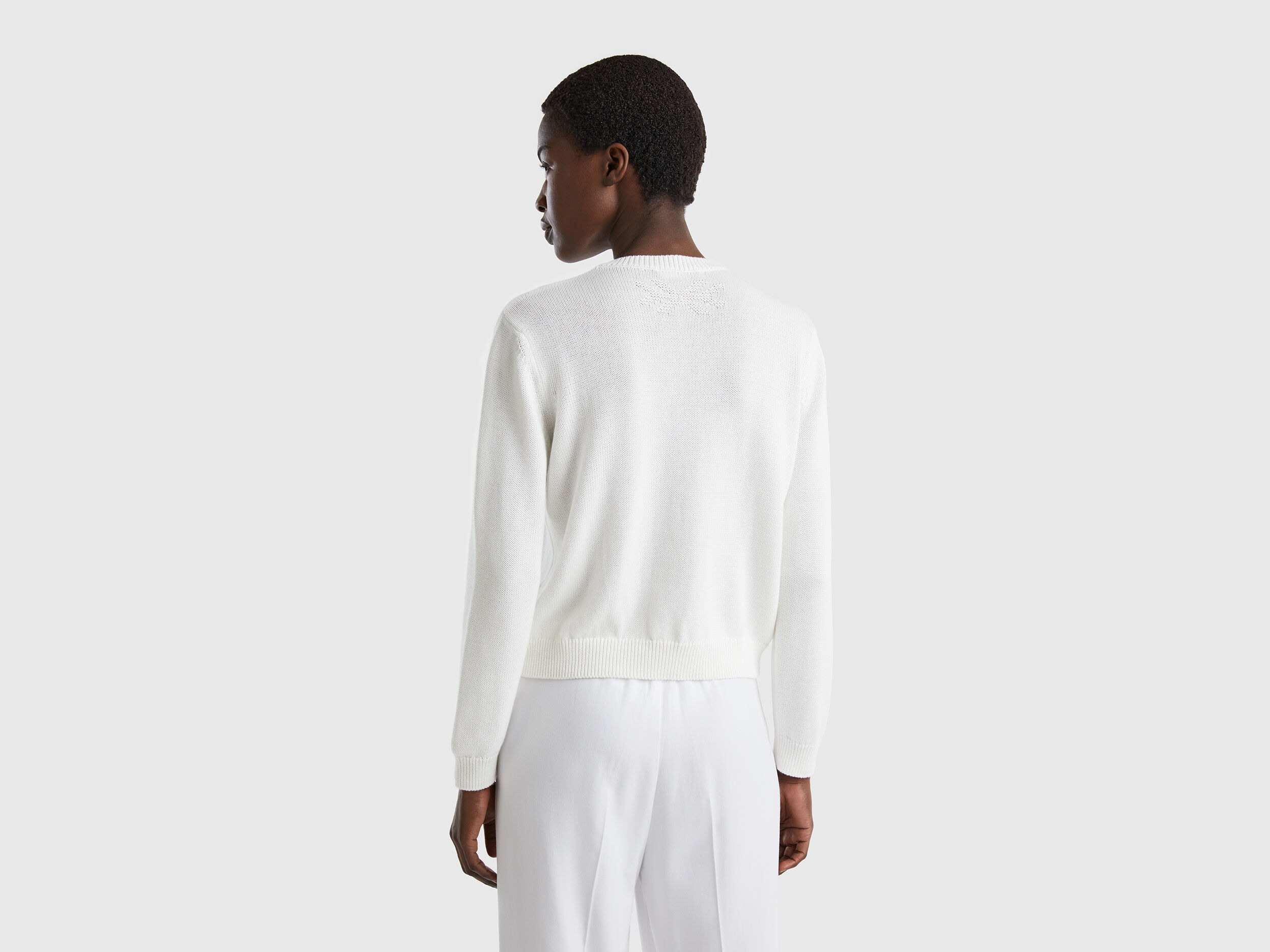 White sweater top with cherries