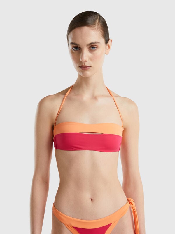 Sujetador de bikini bandeau de ECONYL® con abertura Mujer