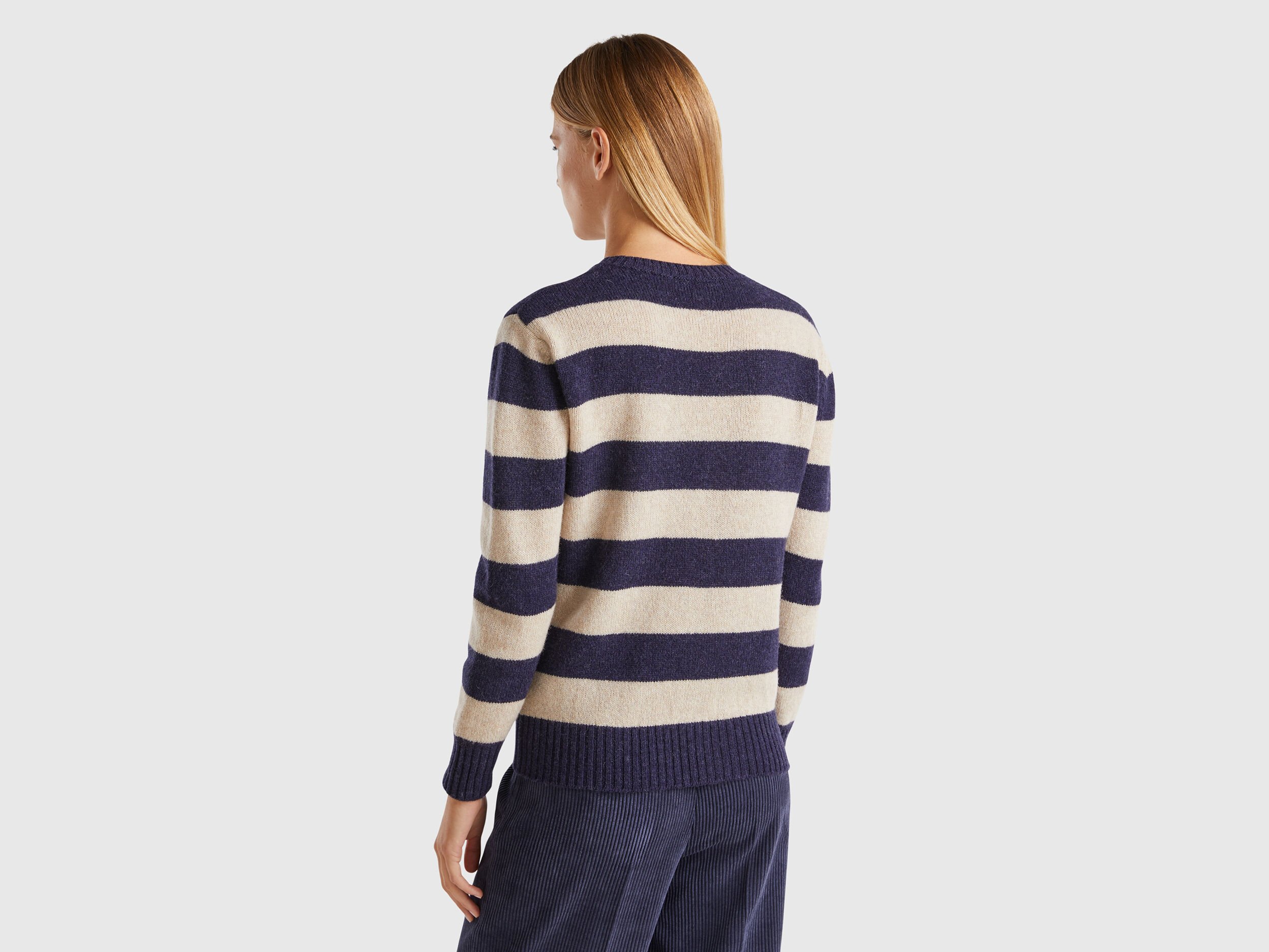Striped sweater in pure Shetland wool - Multi-color | Benetton