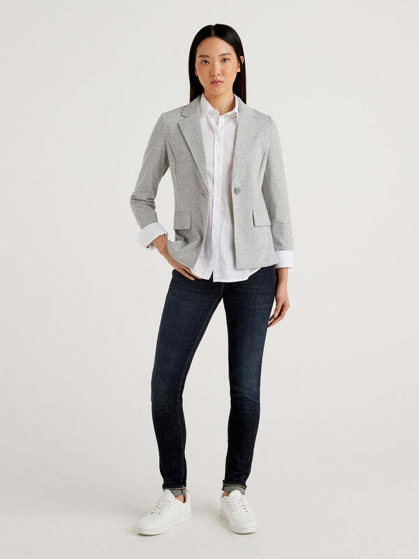 Gray blazer in stretch cotton blend Women