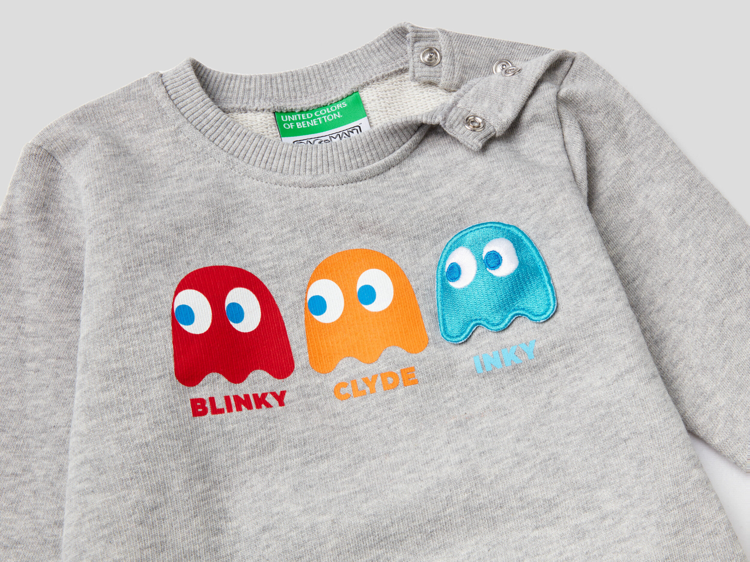 Pac Man sweatshirt with audio applique Gray Benetton