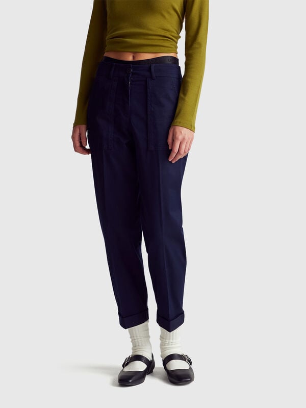 Pantalones con puños de algodón elástico Pantalones con puños de algodón elástico Mujer