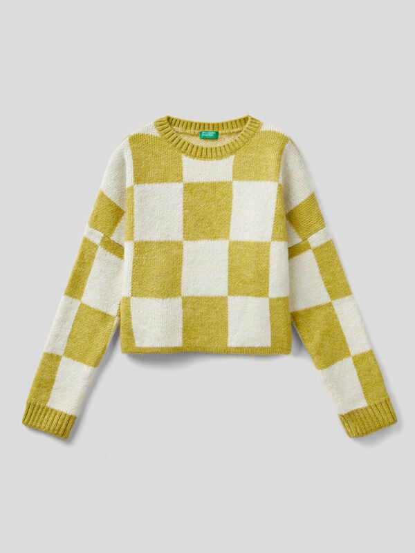 Two-tone check sweater Junior Girl