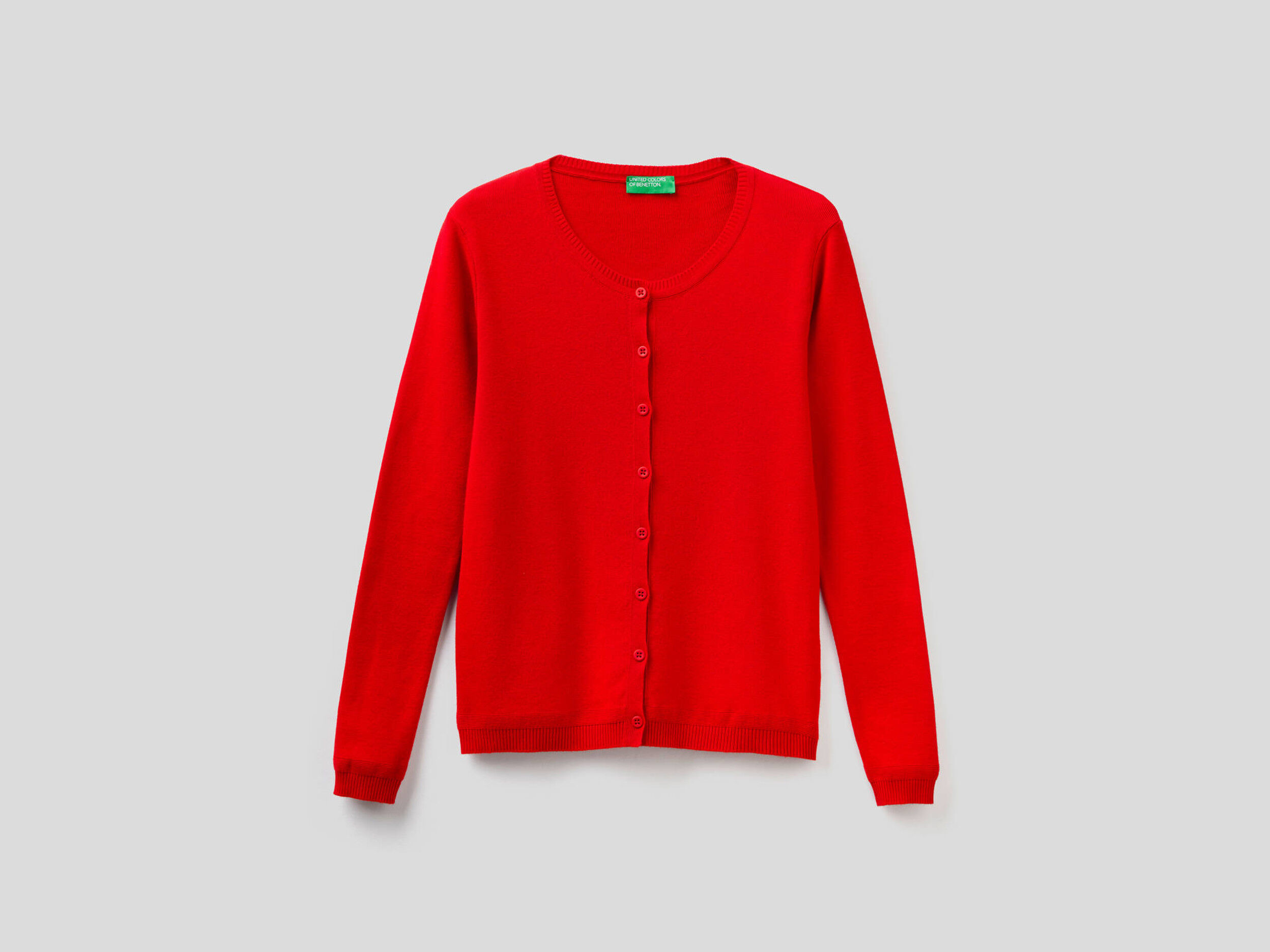 Red crew neck cardigan