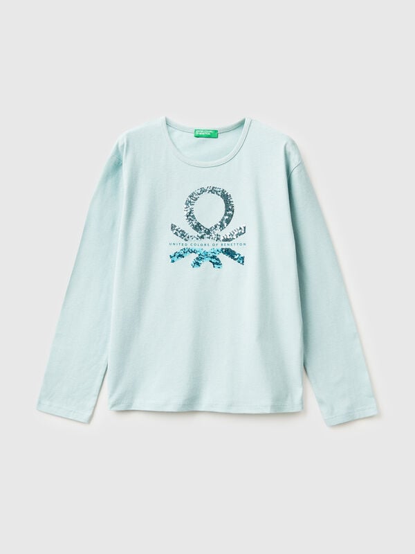 T-shirt in warm cotton with sequins Junior Girl