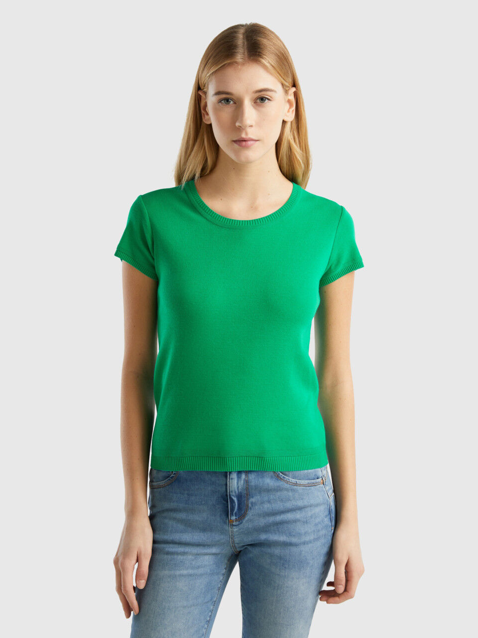 Women s Short Sleeve Tricot Cotton Sweaters 2024 Benetton