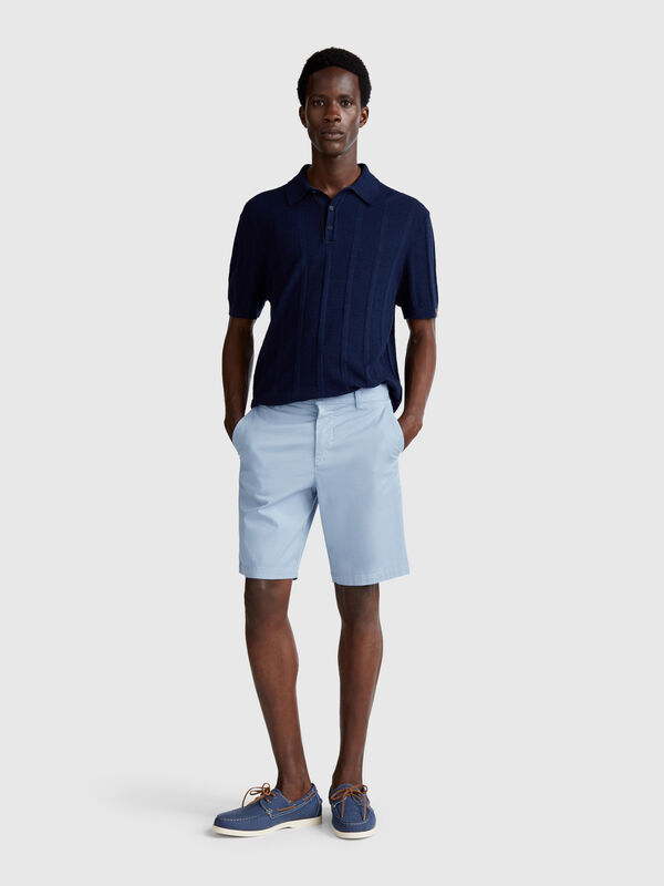Bermudas chinos de algodón elástico Hombre