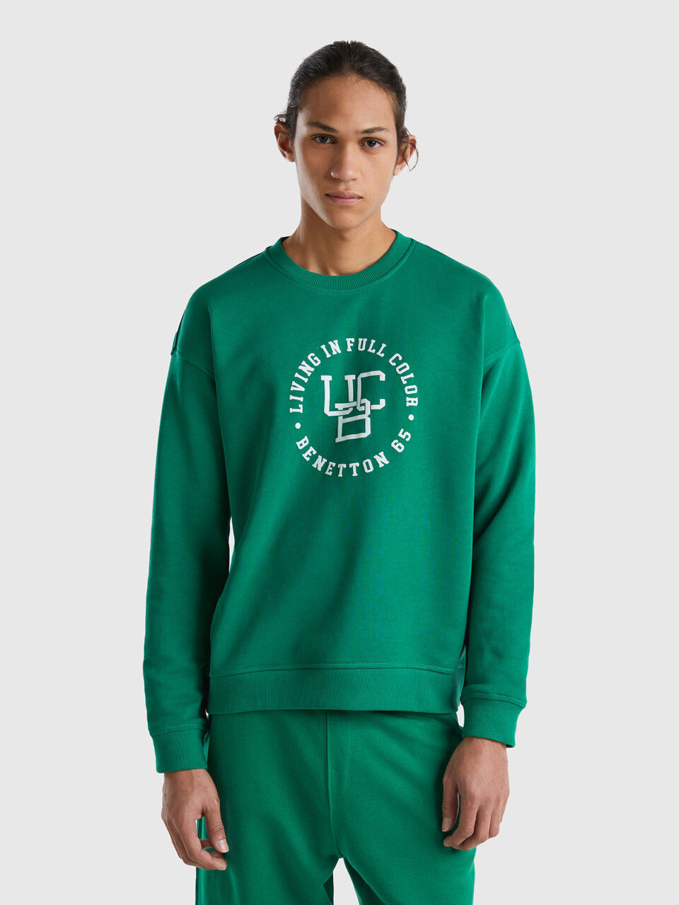 Sudadera de cuello redondo con estampado con logotipo