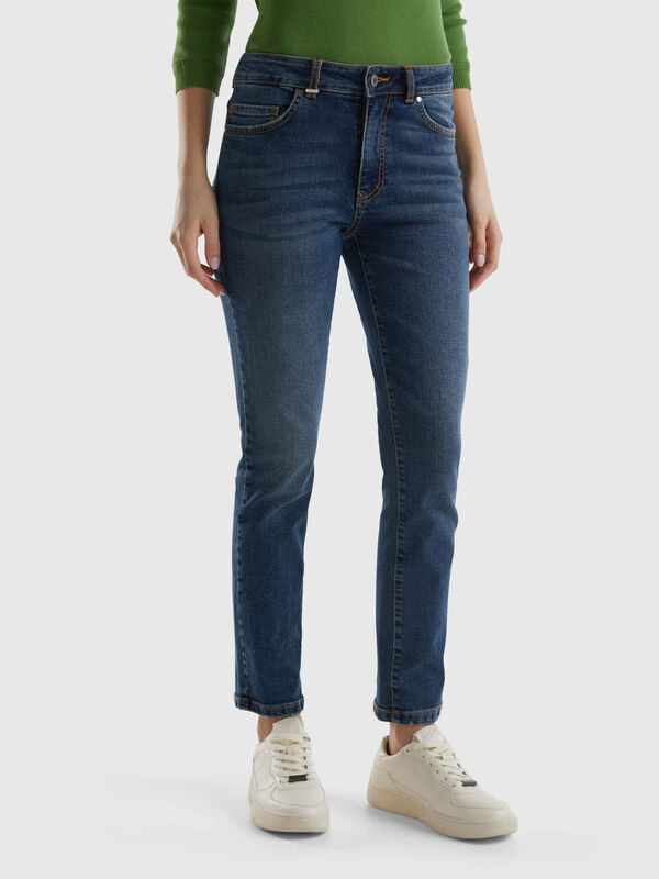 Womens New Style Jeans Hot selling High Waisted Slim Fit Denim Calças  Sólidas Moda Calças de Jeans