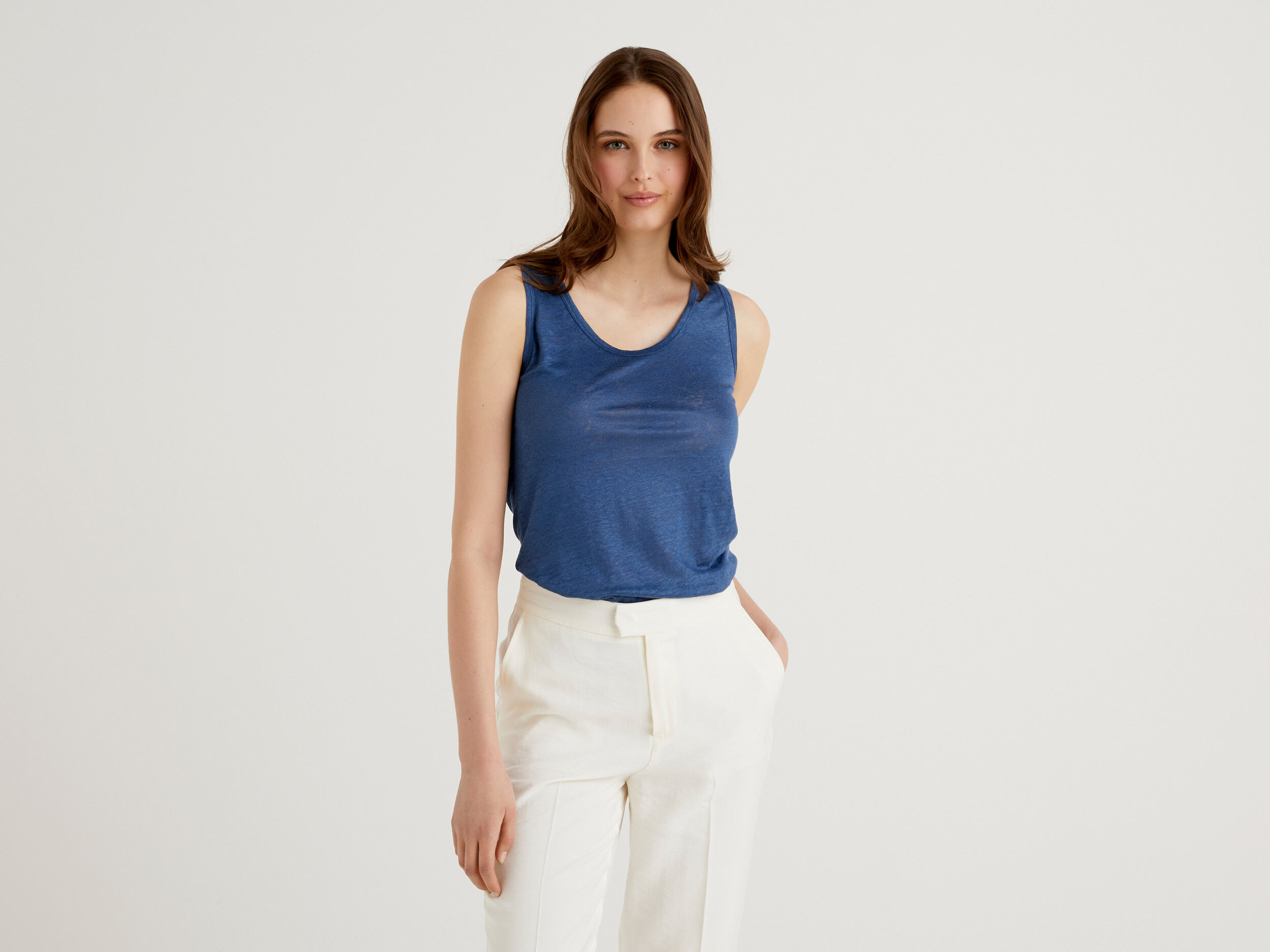 Camiseta tirantes lino 2025 mujer