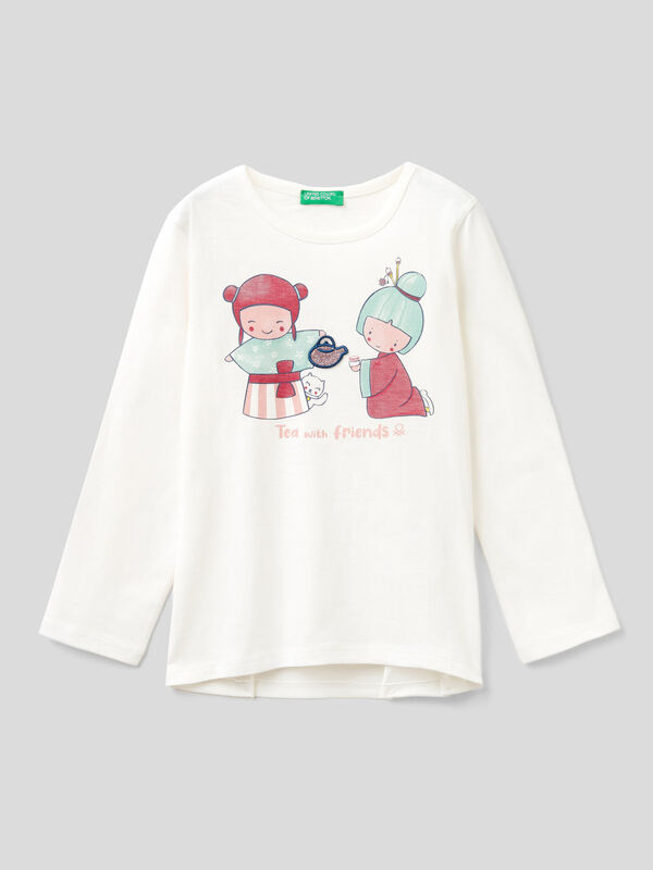 T-shirt with Japanese designs and patches Junior Girl