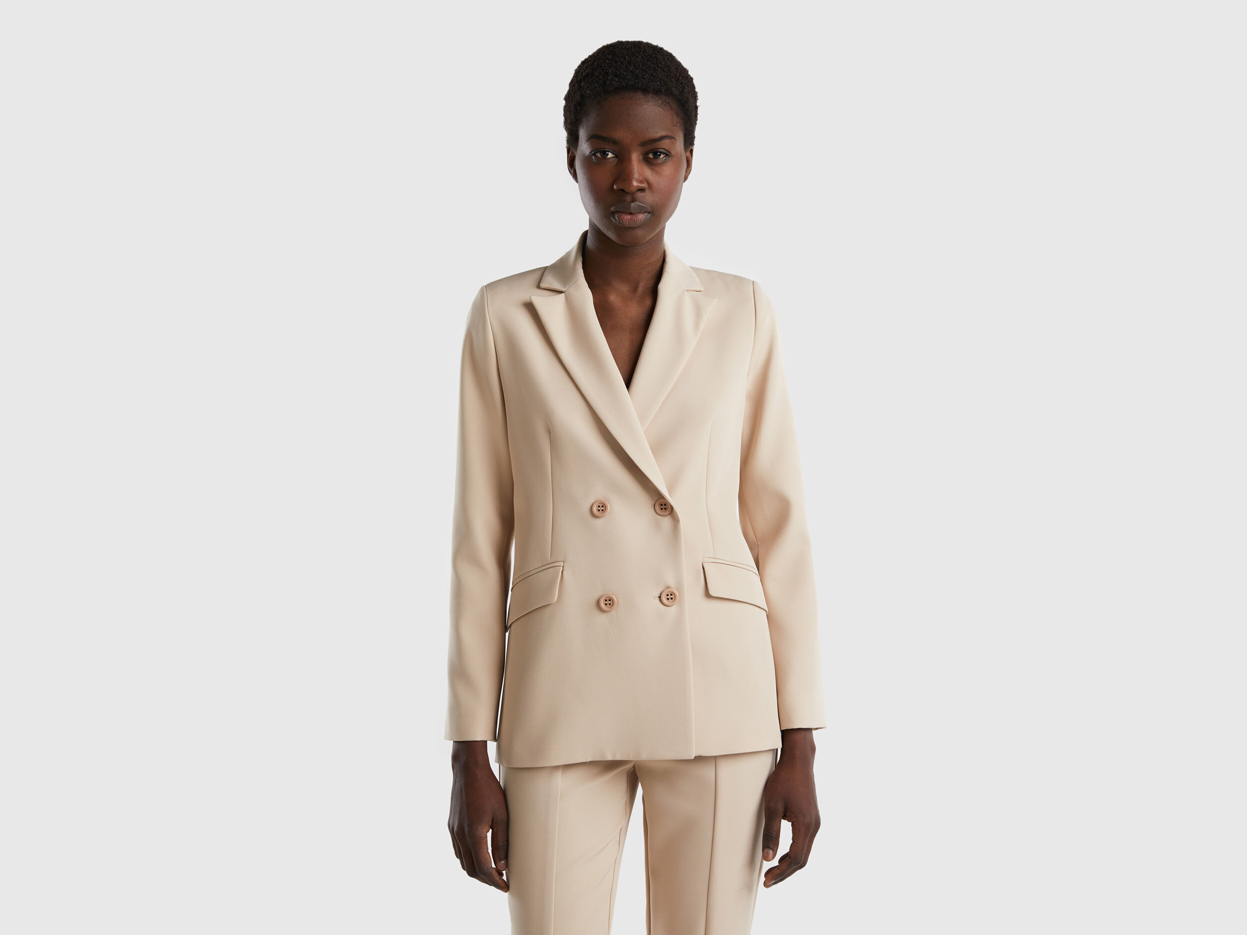 Double breasted blazer Beige Benetton