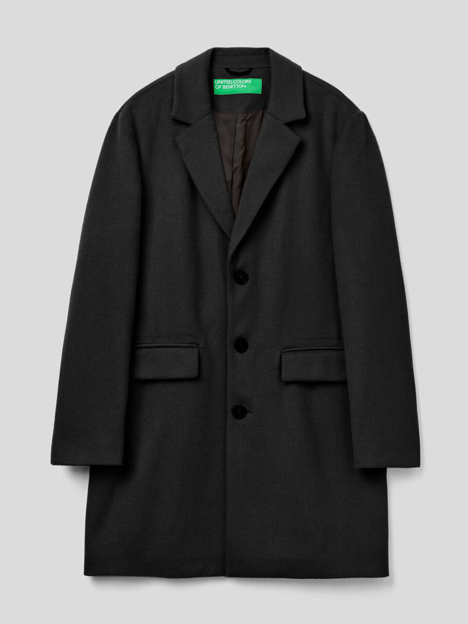 Lined coat in wool blend Black Benetton