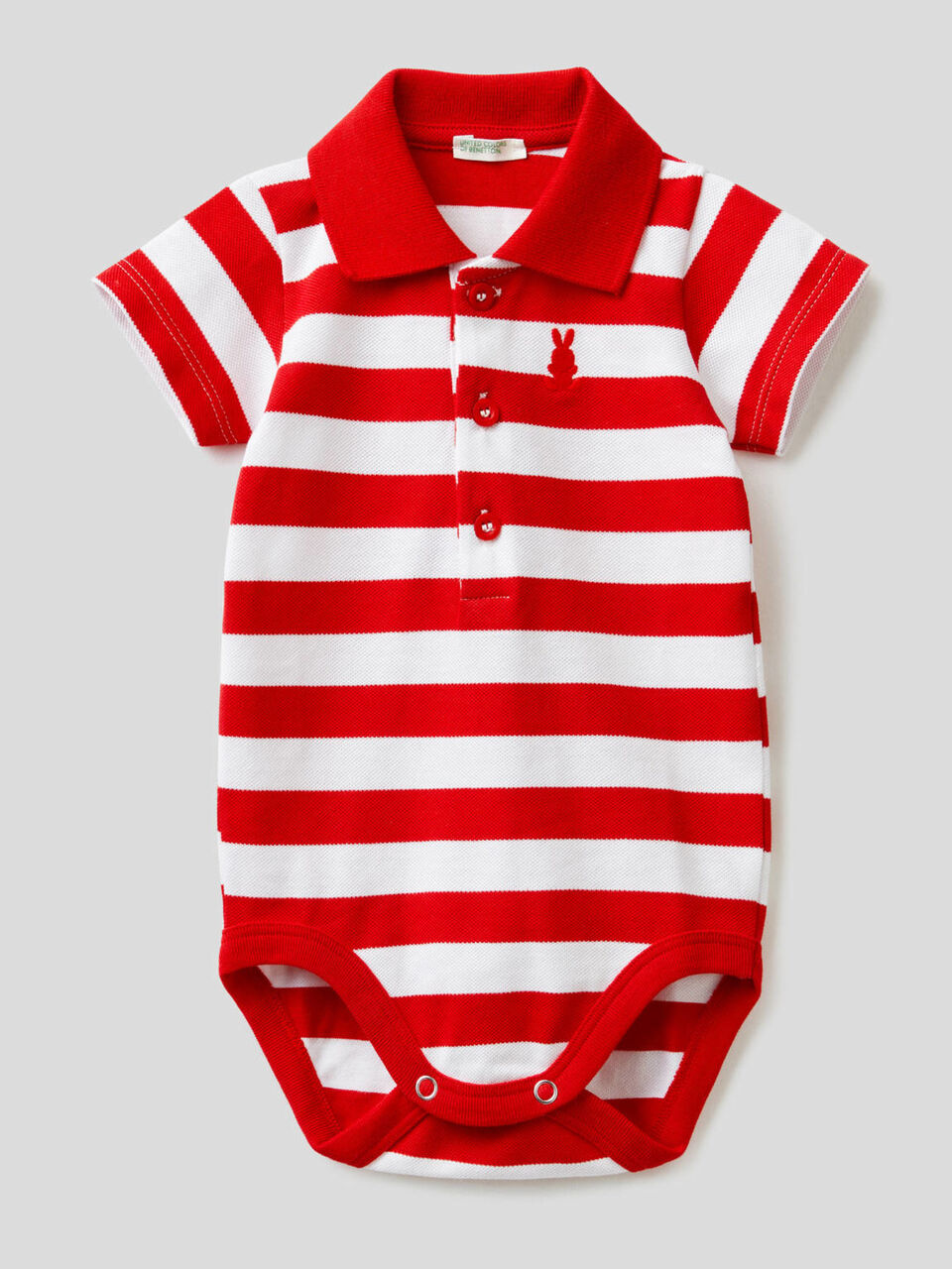 Polo bodysuit in stretch cotton image number 1