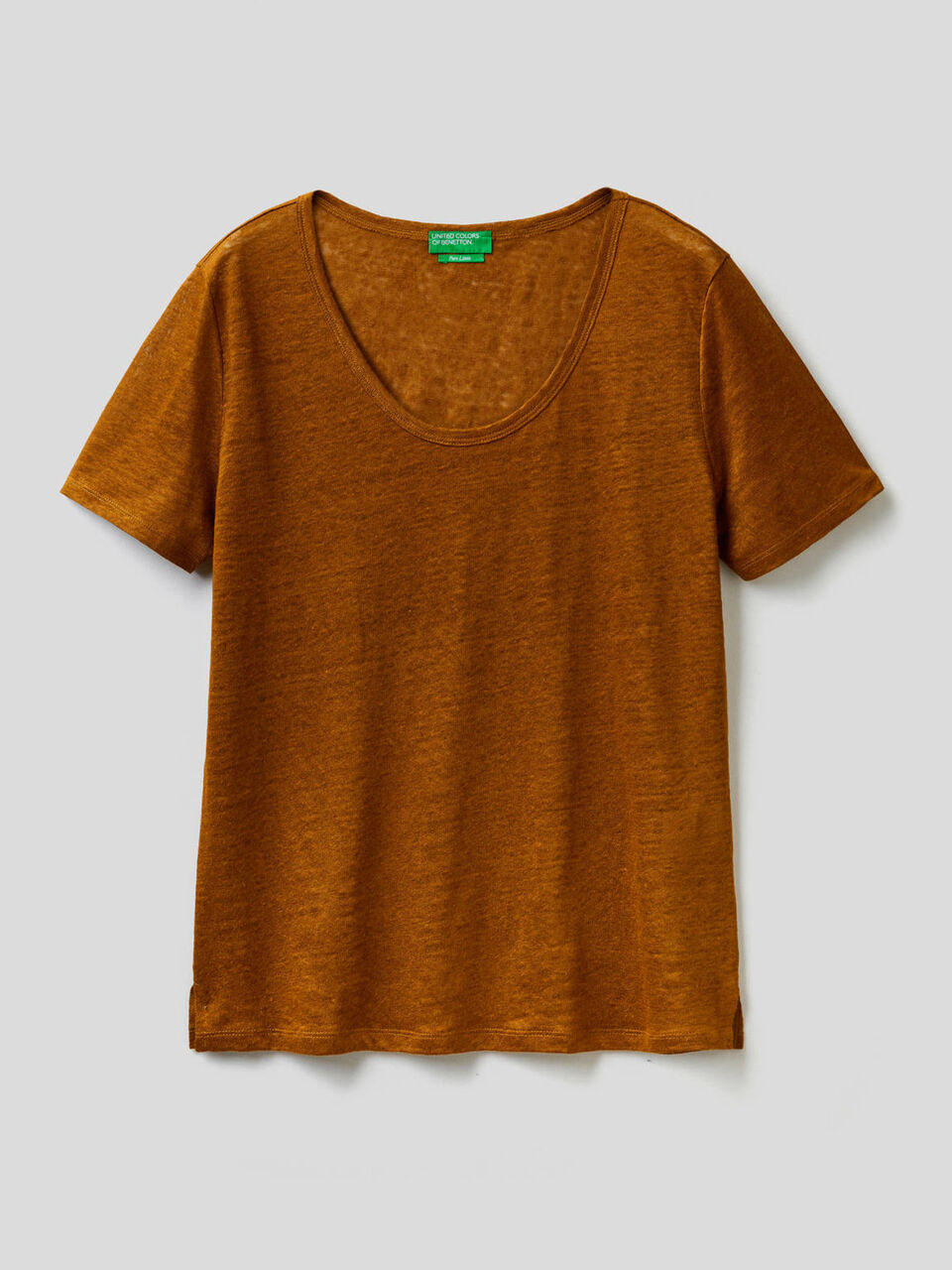 Crew neck t-shirt in pure linen image number 1