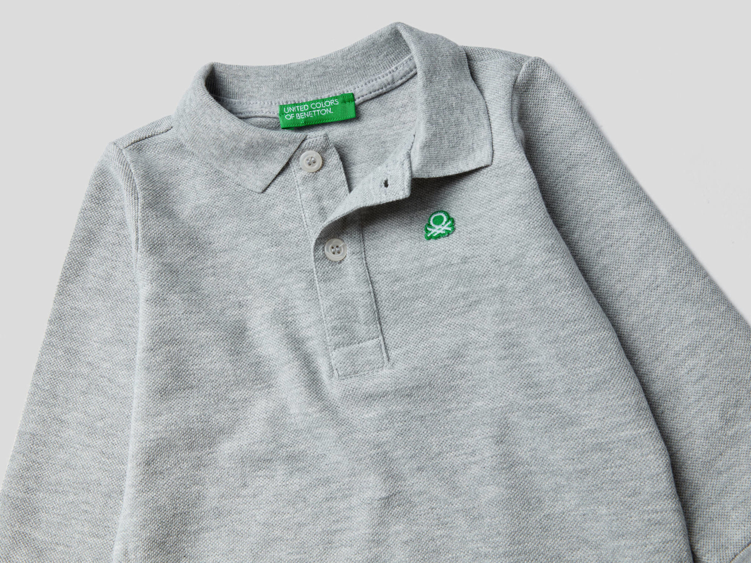 Long sleeve polo in organic cotton image number null