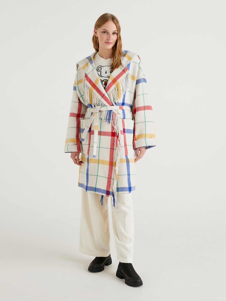 Ladies check coat sale top