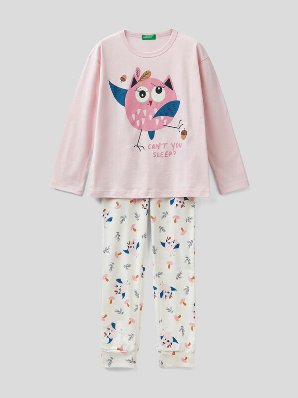 Pijama de algodón cálido con búhos Niña