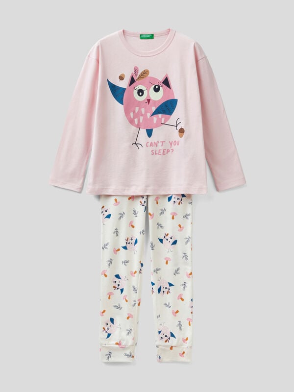Pyjamas in warm cotton with owls Junior Girl