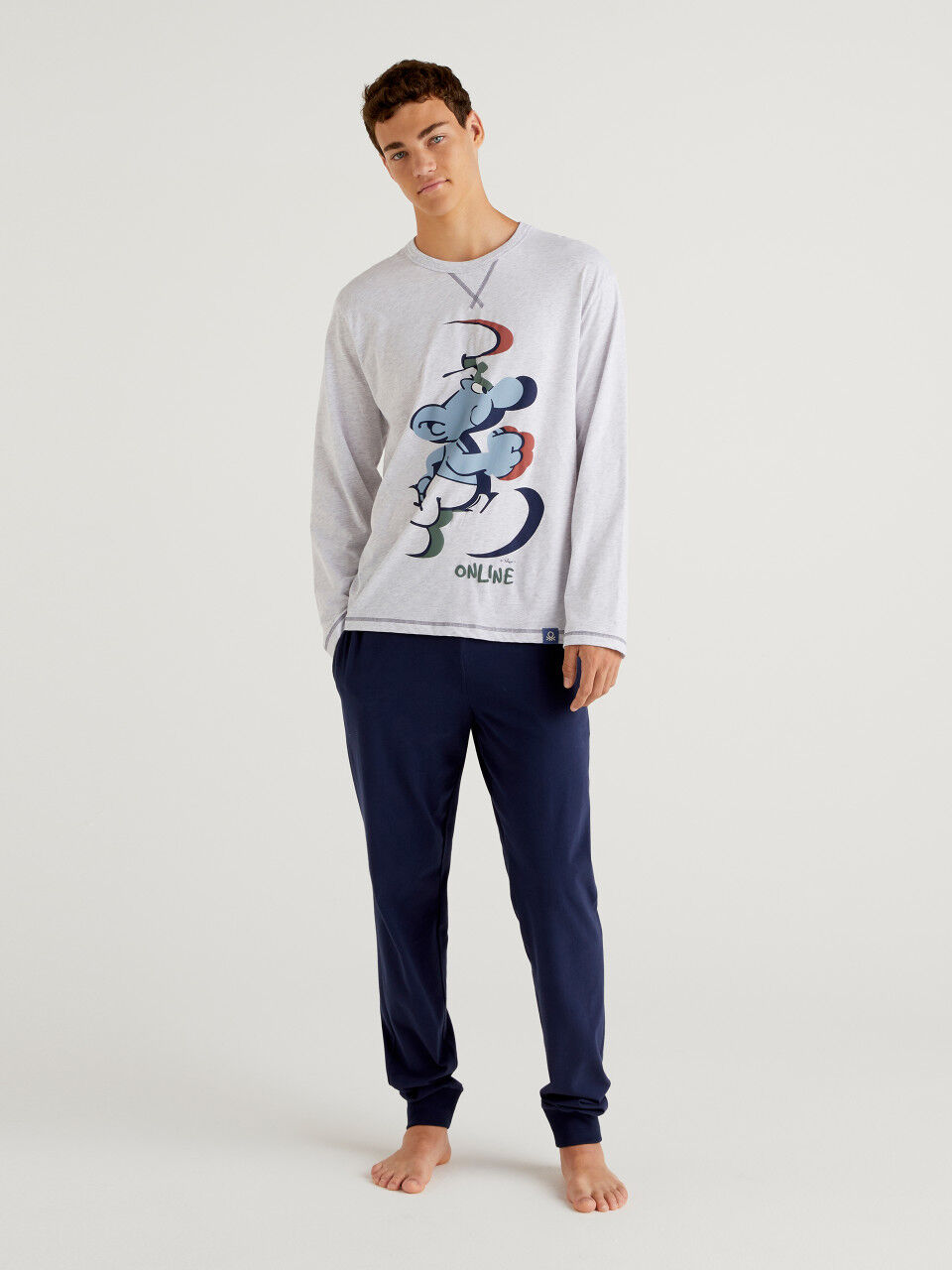 Mens Pyjamas Set Long Sleeve Nightwear Loungewear Pjs Lounge Wear T-shirt  Pants | eBay