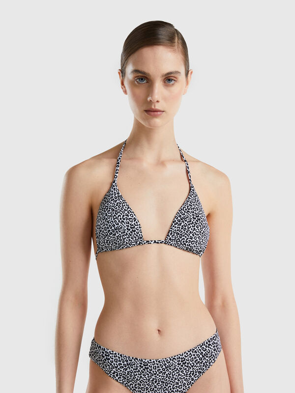 Triangle bikini top with animal print Women