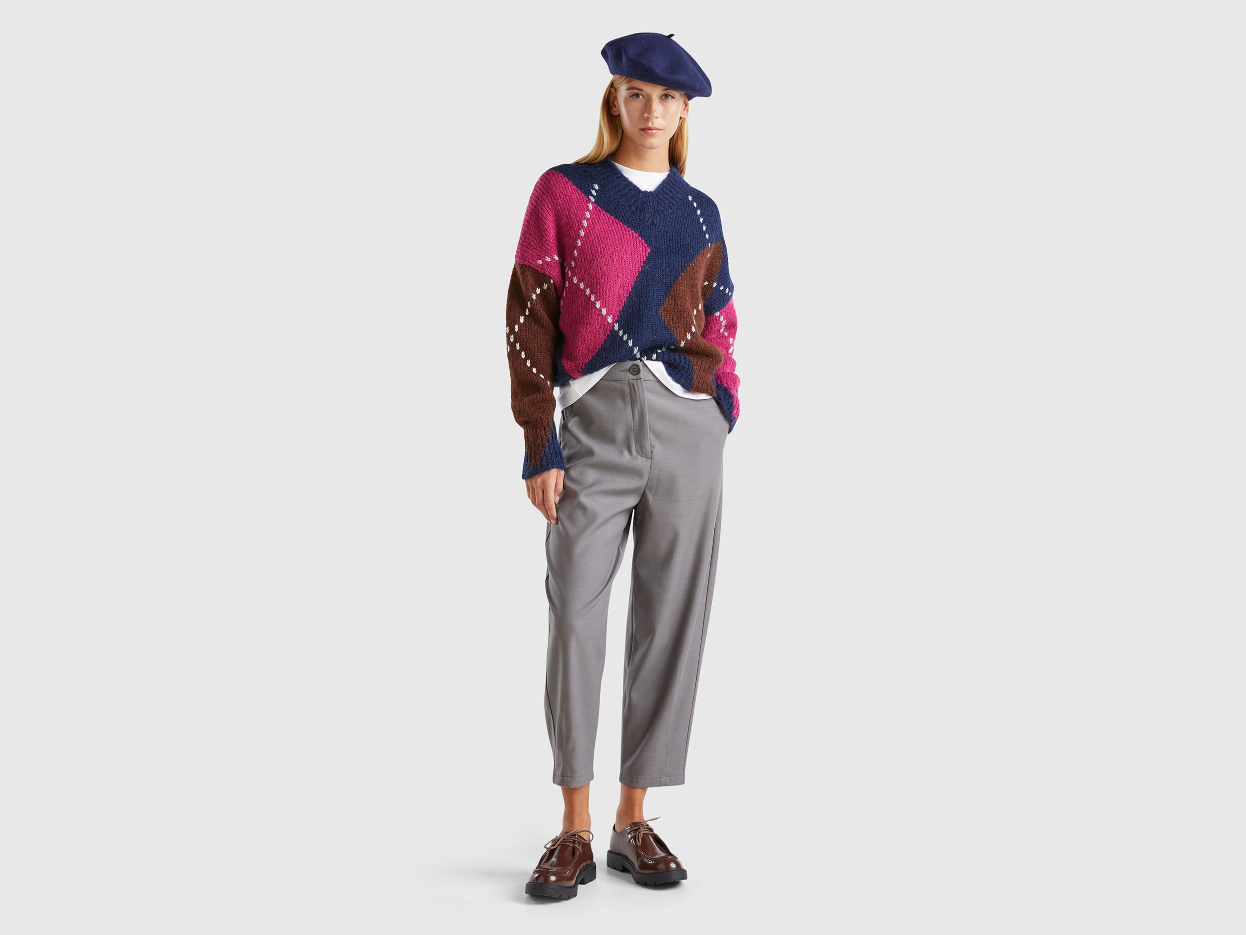 Boxy fit sweater in mohair blend - Multi-color | Benetton