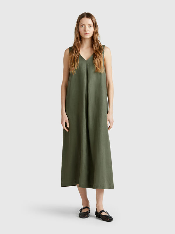 Vestido sin mangas de puro lino Mujer