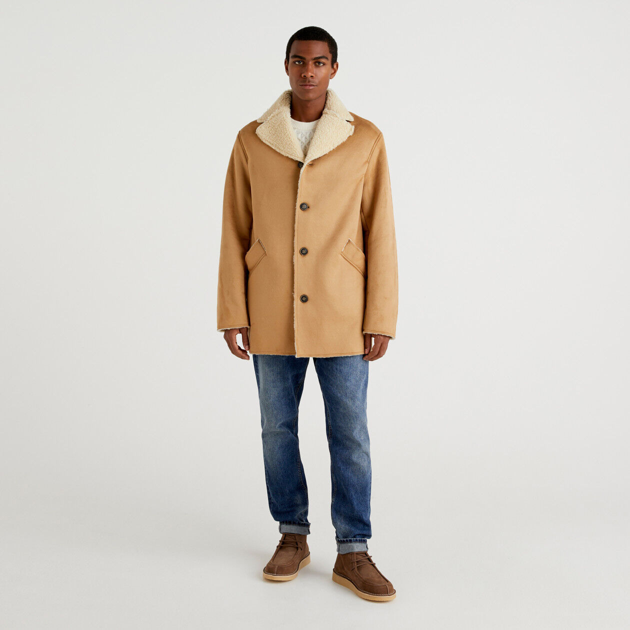 Beige sheepskin clearance jacket