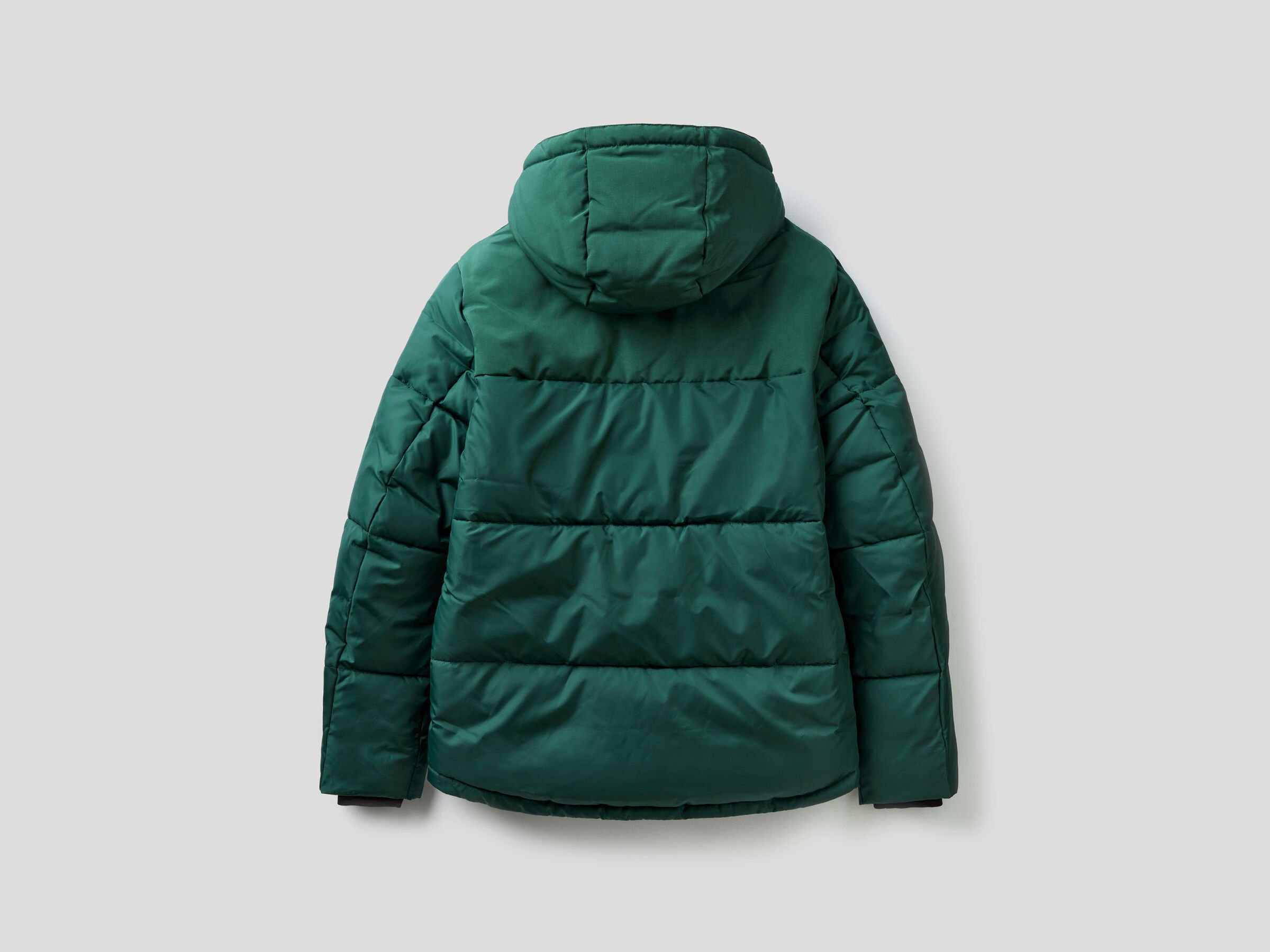 In detail Leven van hardware Puffer jacket with hood - Dark Green | Benetton