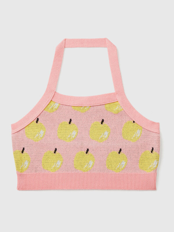 Pink crop top with apple pattern Junior Girl