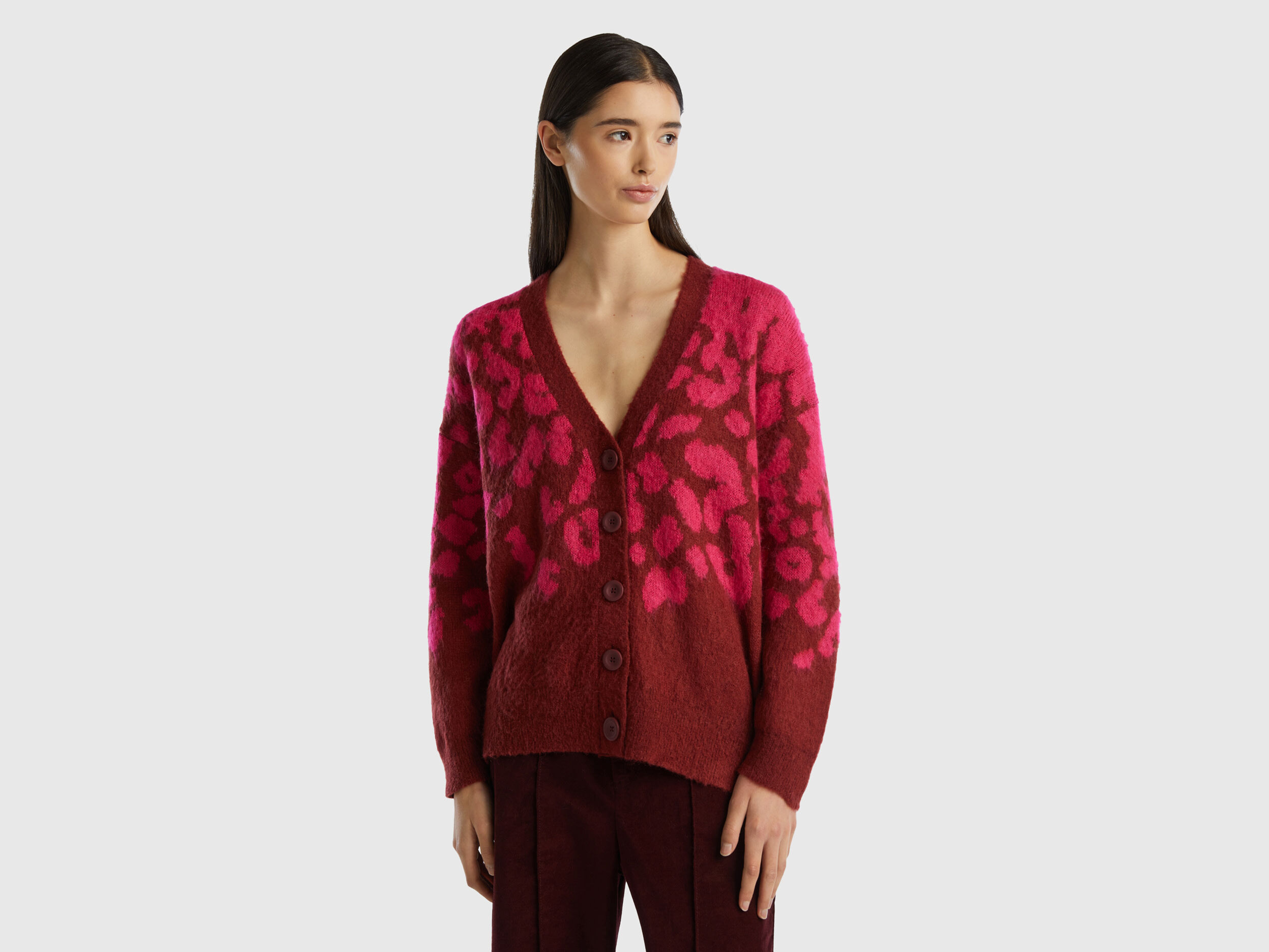 Red leopard print cardigan hotsell