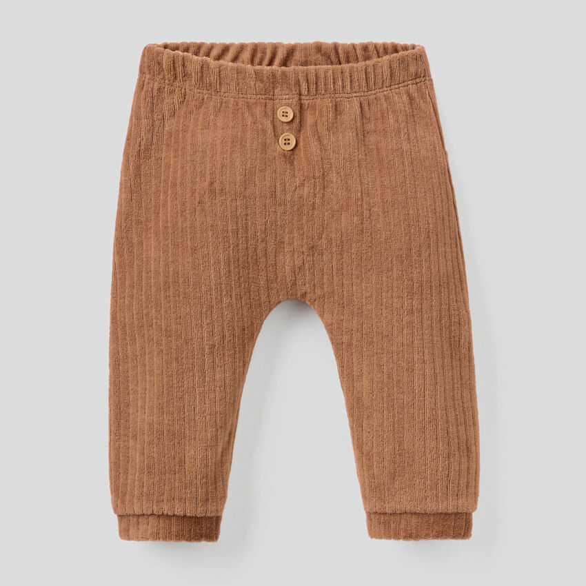 Chenille trousers with animal