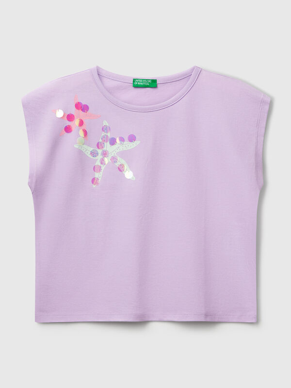 Camiseta con estampado y lentejuelas Niña