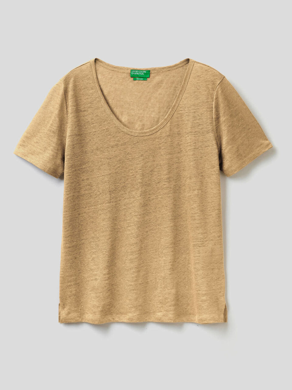 Crew neck t-shirt in pure linen image number 1