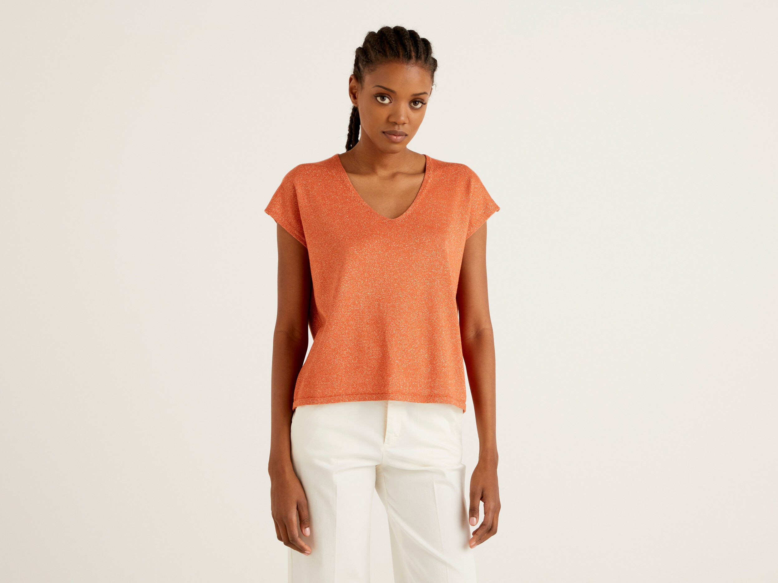 Orange short sleeve sweater outlet