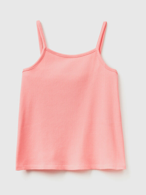 Women's & Girls' Solid Ribbed Round Neck Sleeveless Tank Tops Pink