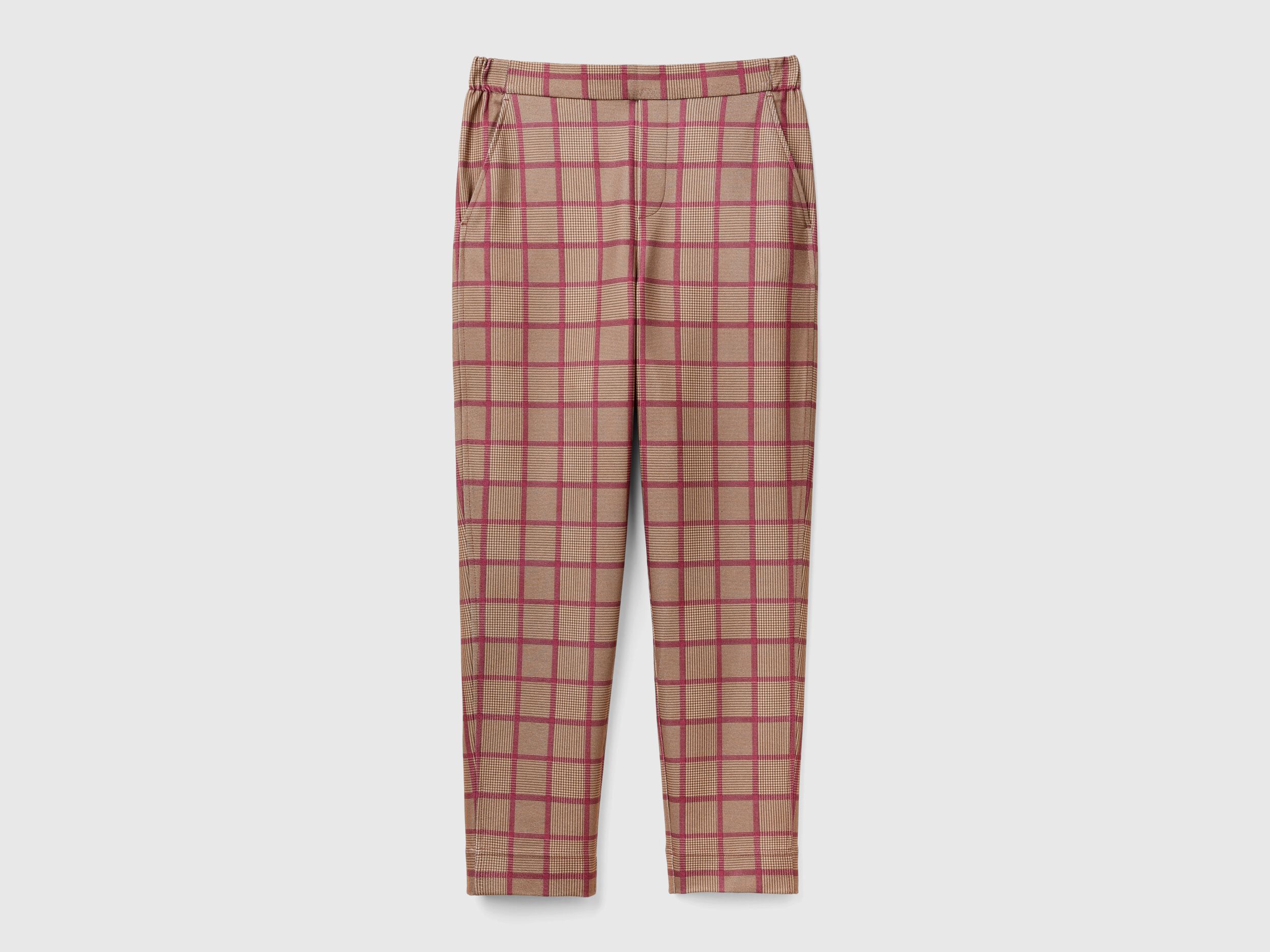 Brown tartan joggers Brown Benetton