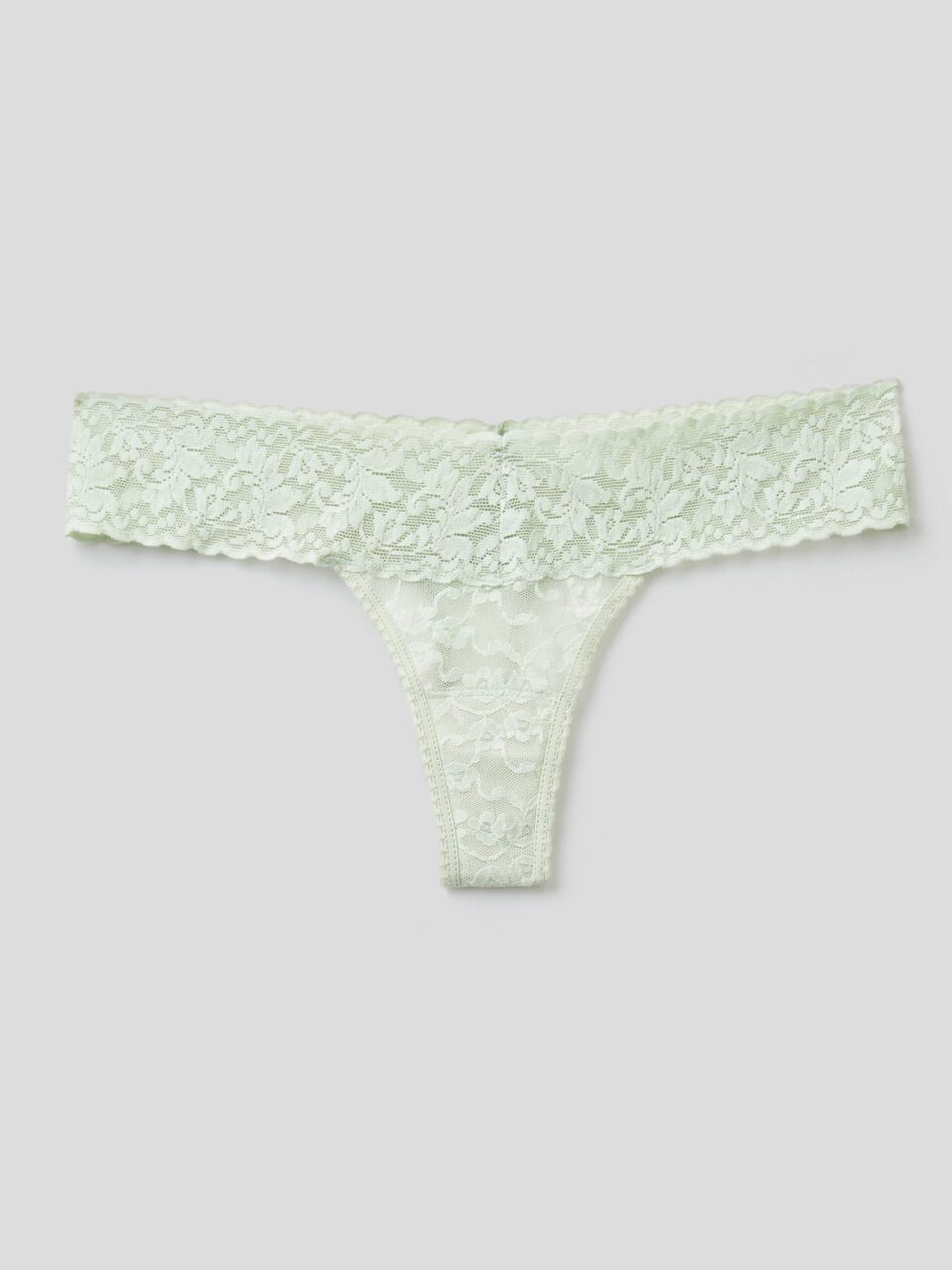 Sustainable stretch lace thong - Light Green