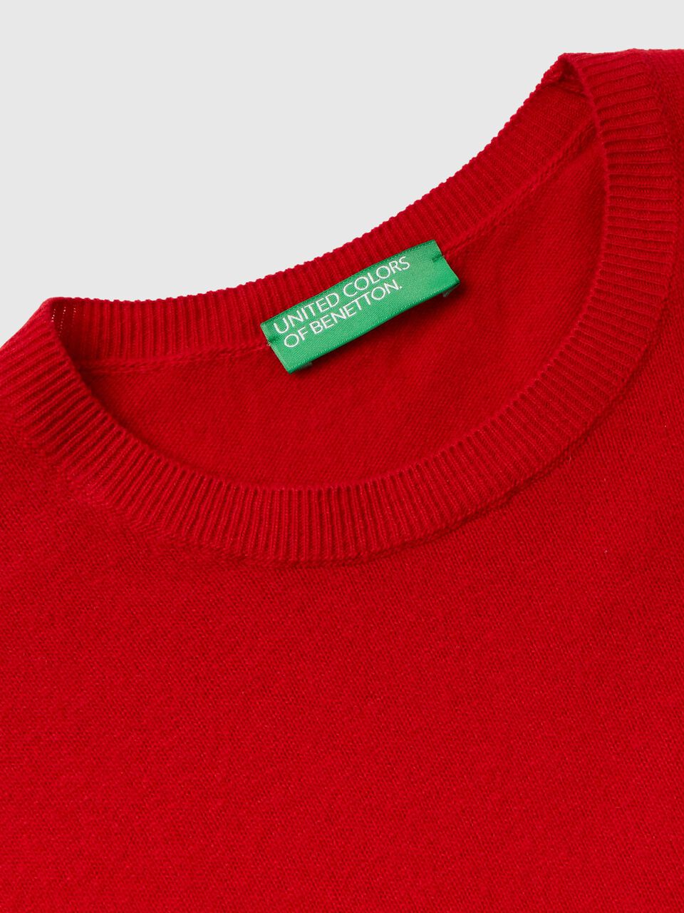Red crew neck sweater in pure Merino wool - Red