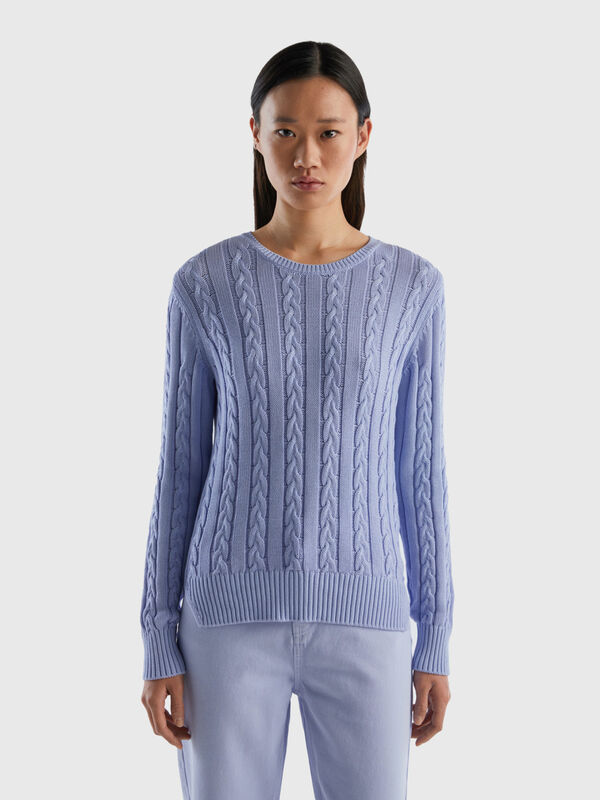 Cable knit sweater 100% cotton Women