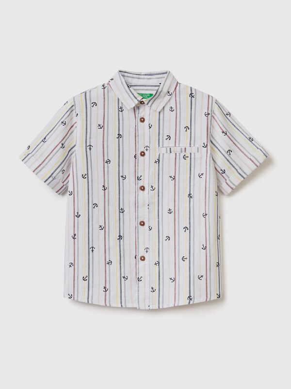 Patterned shirt in linen blend Junior Boy