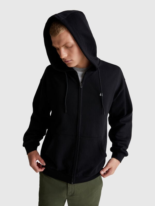 Sudadera de algodón con cremallera y capucha Hombre