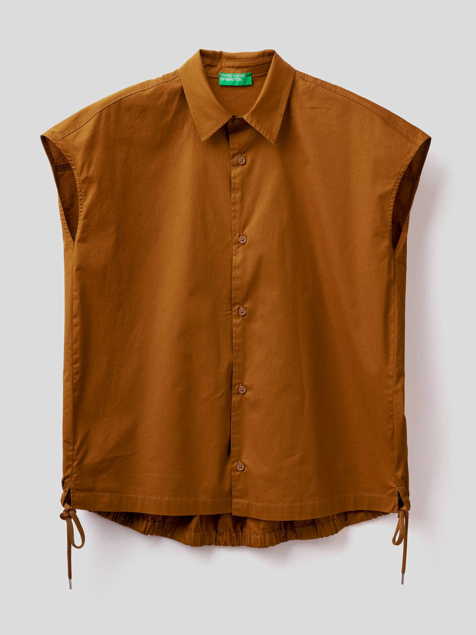 Blouse in stretch cotton with drawstring image number null