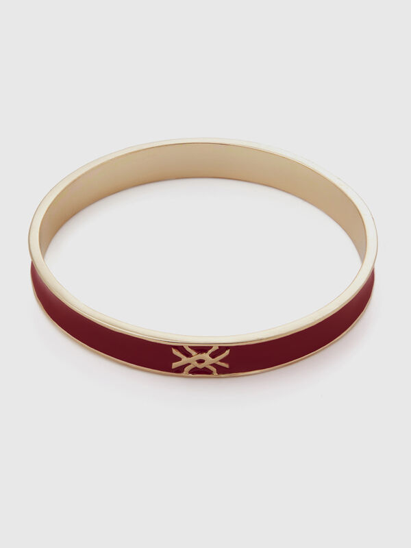 Coral red bangle bracelet with logo Women