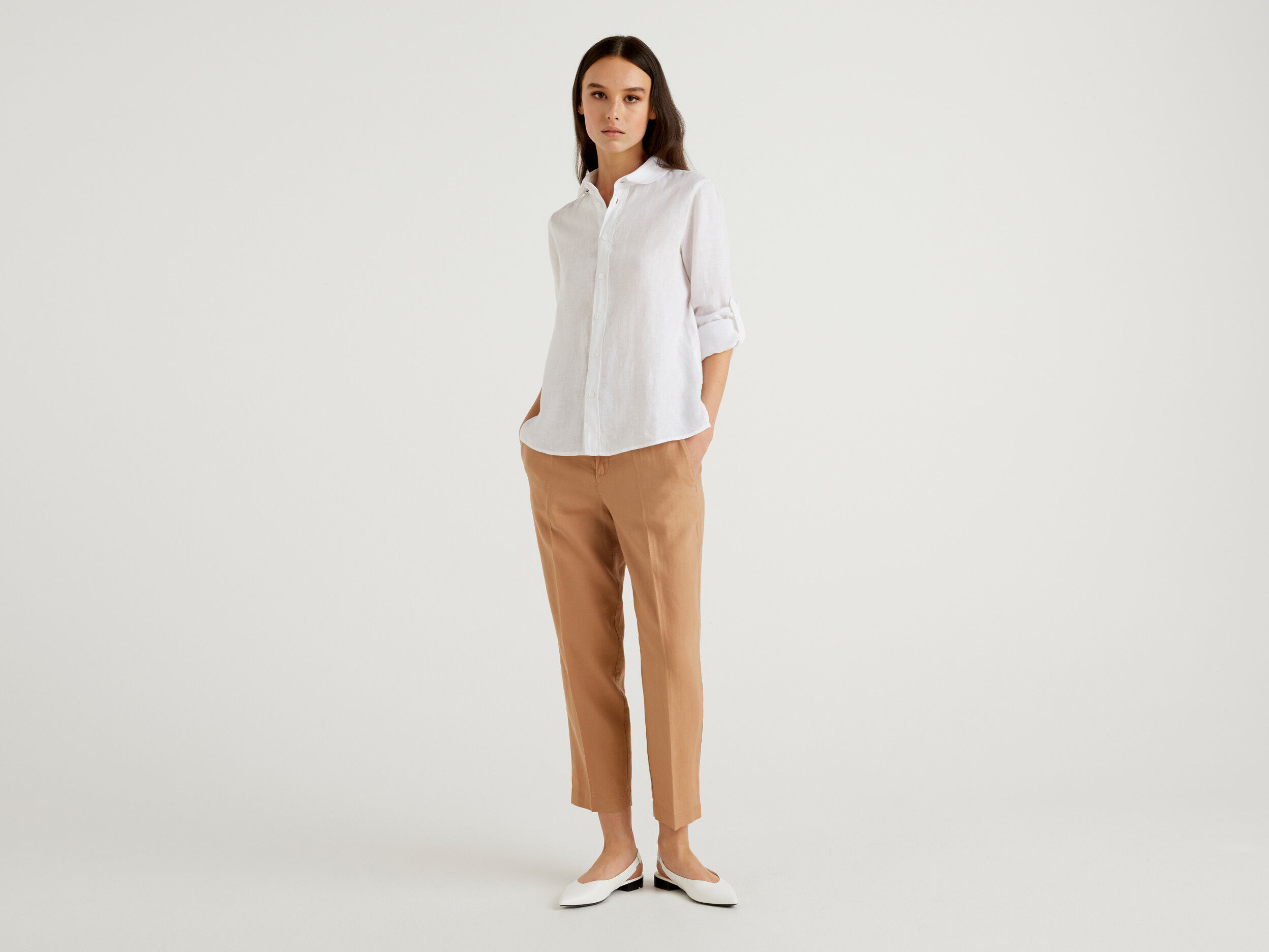 Linen Pants For Women Loose Fit Casual Trousers Clearance Sales Women  Fashion Elastic Waist Casual Pure Color Straight Leg Cotton Linen Cropped  Pocket Trousers - Walmart.com