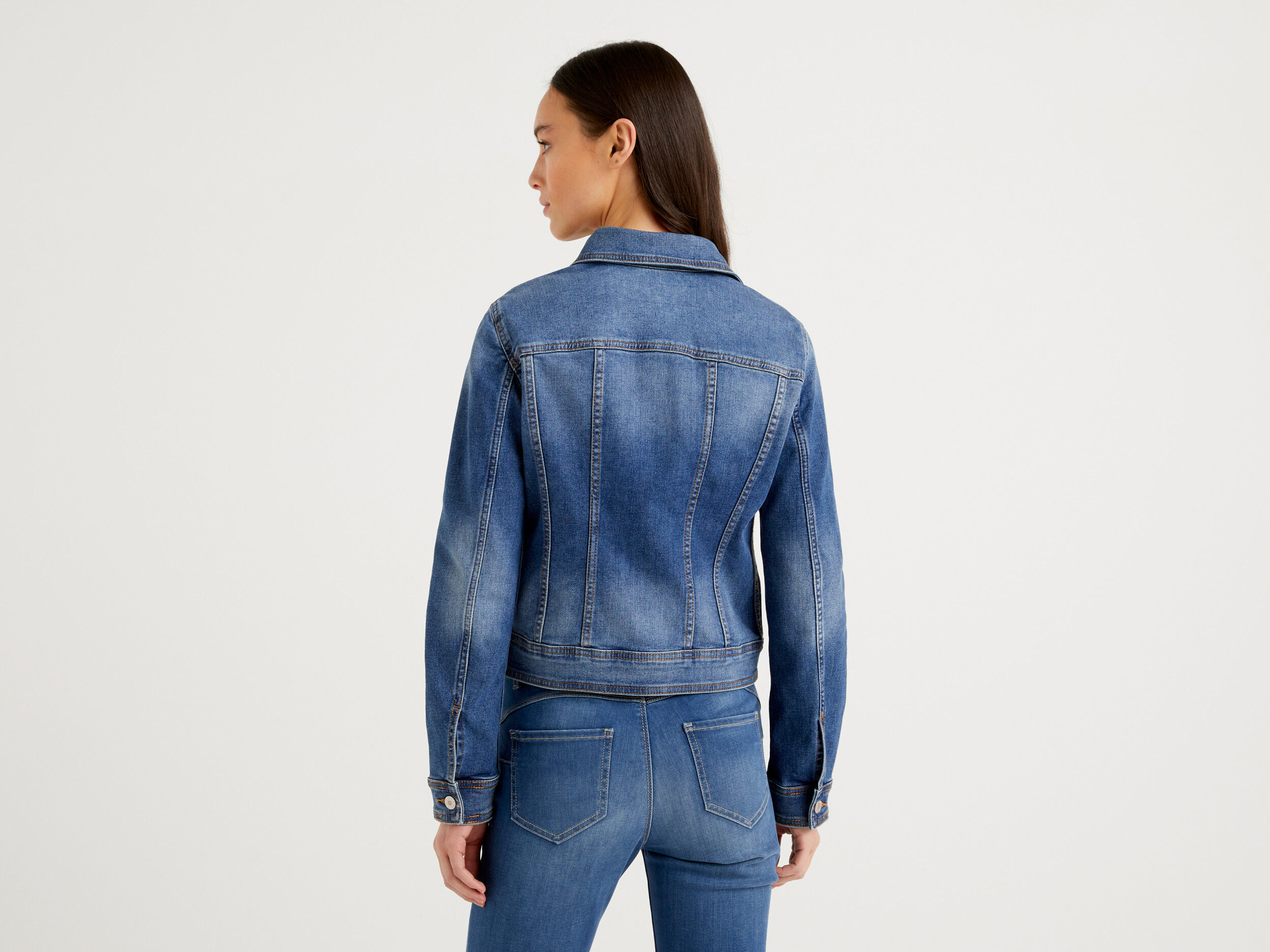 Waisted denim jacket - Blue | Benetton