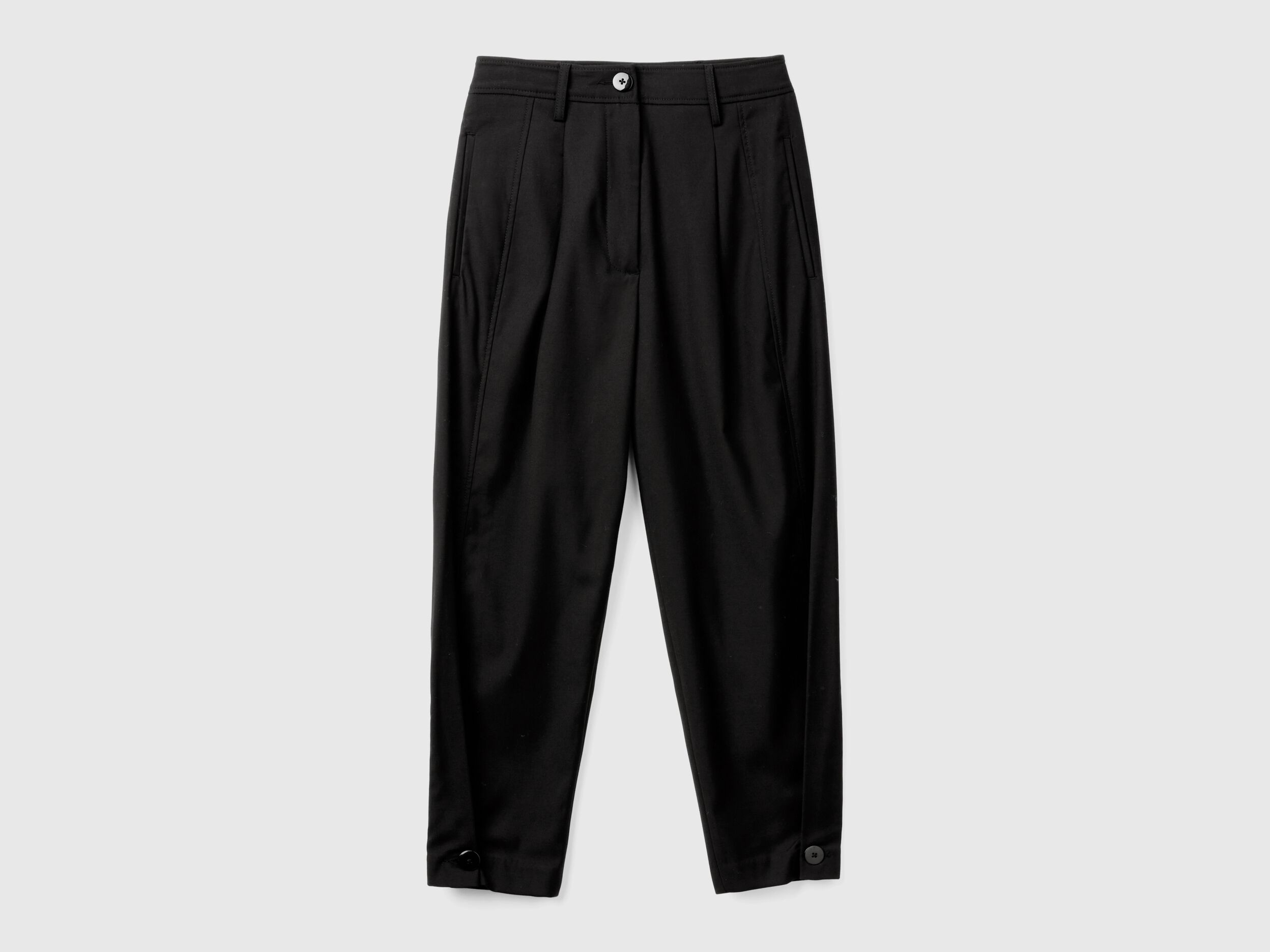 Wide trousers in wool blend - Black | Benetton Wide trousers in wool blend - Black | Benetton