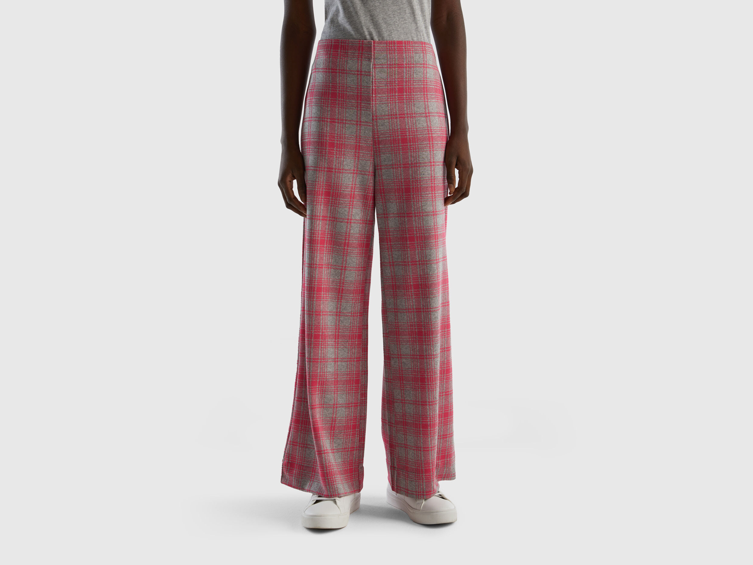 Straight Wide Leg Pants Loose Plaid Print Sweatpants High Waist Trousers  Women | eBay